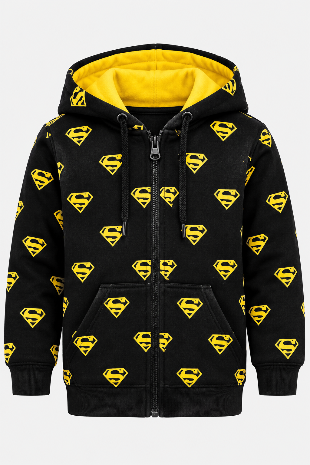 Kids black and yellow print fleece zip hoodie - Monni Marris